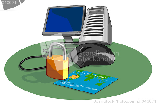 Image of Computer with padlock and credit card