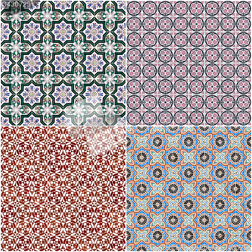 Image of Set of four ceramic tiles patterns