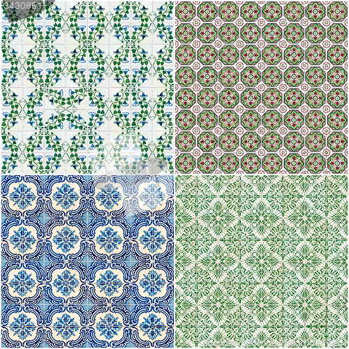 Image of Set of four ceramic tiles patterns