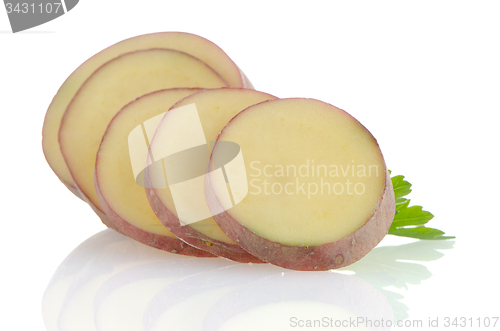 Image of Red sliced potatoes