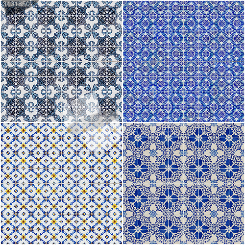 Image of Set of four ceramic tiles patterns