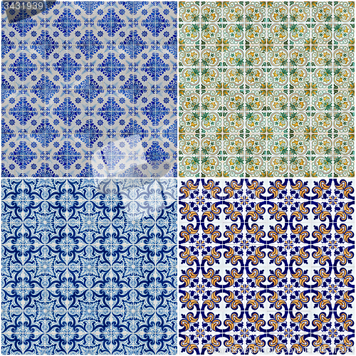Image of Set of four ceramic tiles patterns