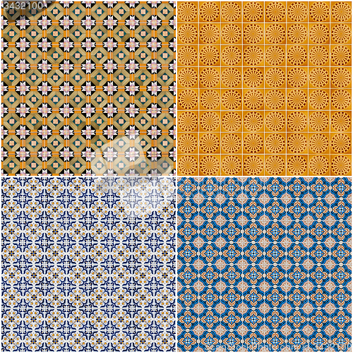 Image of Set of four ceramic tiles patterns