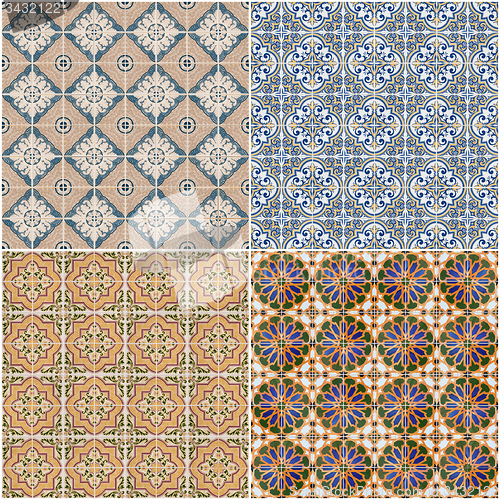 Image of Set of four ceramic tiles patterns