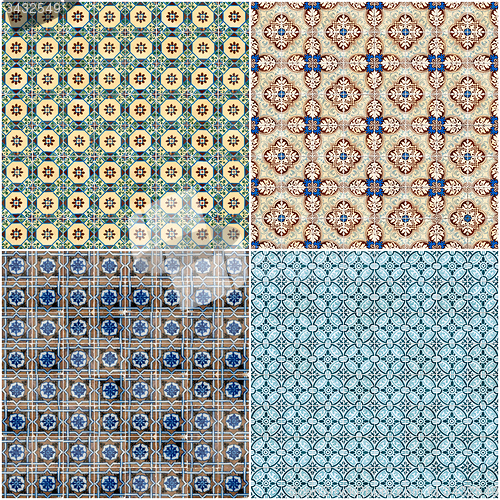 Image of Set of four ceramic tiles patterns
