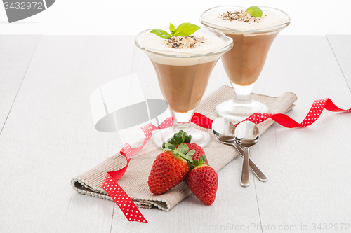 Image of Chocolate mousse and strawberries