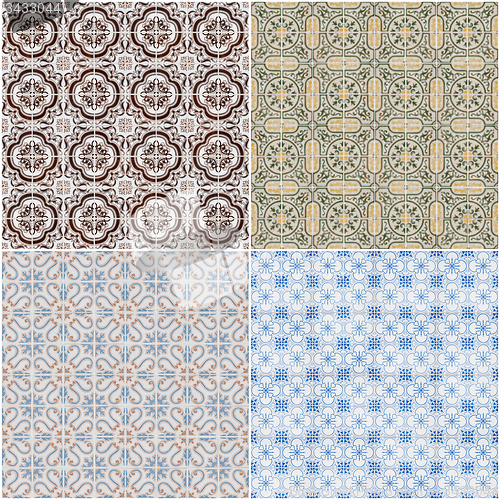 Image of Set of four ceramic tiles patterns