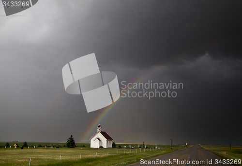 Image of Storm Clouds Saskatchewan Rainbow