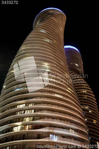 Image of Absolute Towers Mississauga Toronto night photo