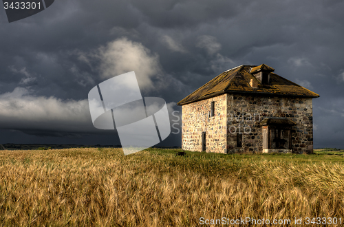 Image of Storm Clouds Prairie Sky Stone House