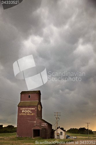 Image of Storm Clouds Saskatchewan Grain Elevator