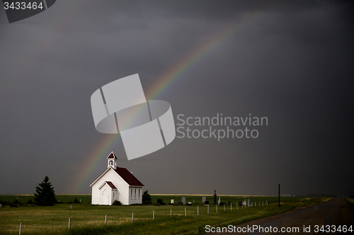 Image of Storm Clouds Saskatchewan Rainbow