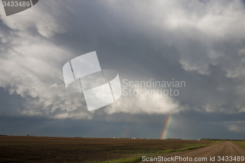 Image of Storm Clouds Saskatchewan Rainbow