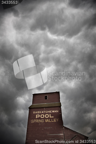 Image of Storm Clouds Saskatchewan Grain Elevator