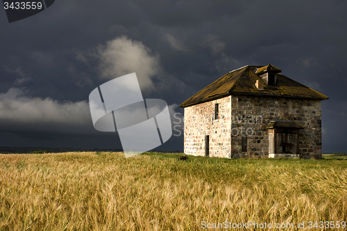 Image of Storm Clouds Prairie Sky Stone House