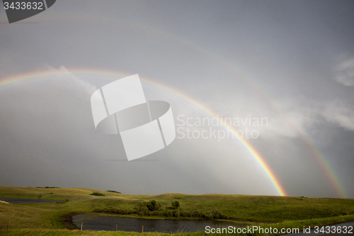 Image of Storm Clouds Saskatchewan Rainbow