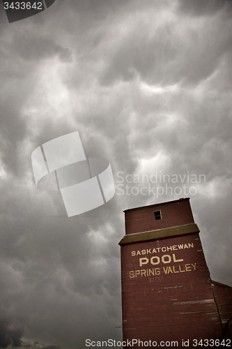 Image of Storm Clouds Saskatchewan Grain Elevator