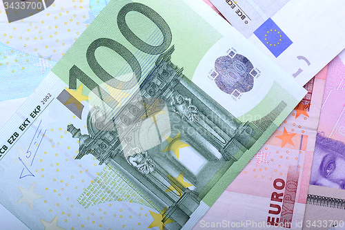Image of European banknotes, Euro currency from Europe, Euros.
