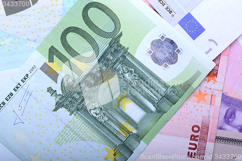 Image of European banknotes, Euro currency from Europe, Euros.