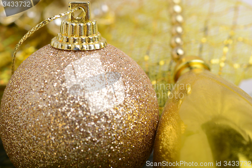 Image of Ball shape Christmas decoration and real tree branch