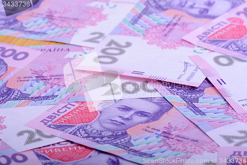 Image of european money, ukrainian hryvnia close up