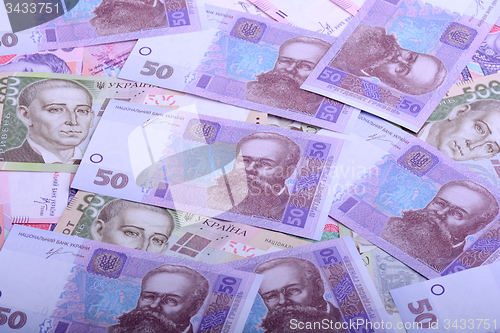 Image of european money, ukrainian hryvnia close up