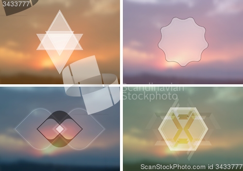 Image of Abstract vintage hipster badges on blurred background