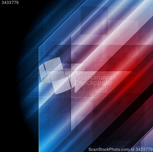 Image of Dark blue red tech vector background