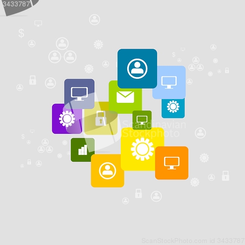 Image of Bright social communication icons background
