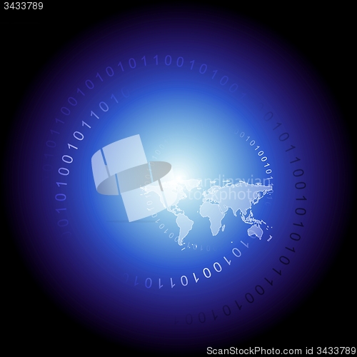 Image of Dark blue vector map tech design