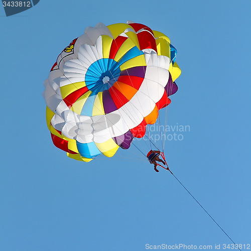 Image of Parasailing in a blue sky.