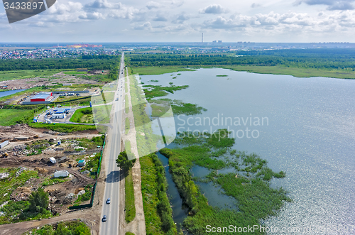 Image of Road along Pond Pure. Tyumen. Russia