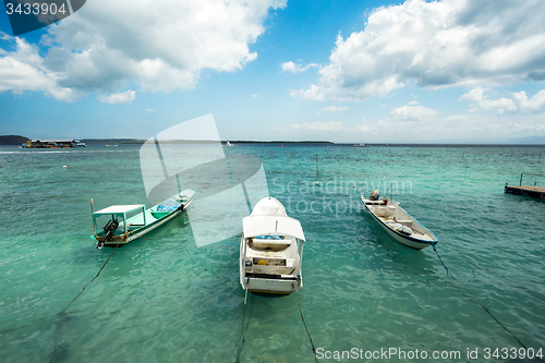 Image of Small boats on nusa penida beach, Bali Indonesia