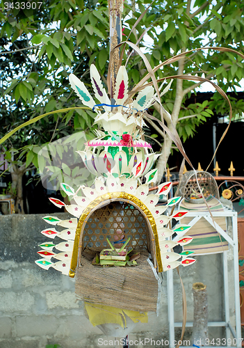 Image of Traditional offerings for god befor build a house in Bali