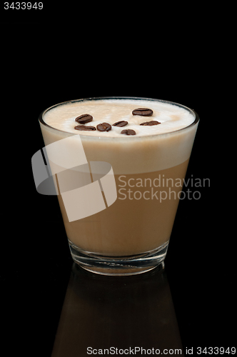 Image of coffe latte cup on the black background