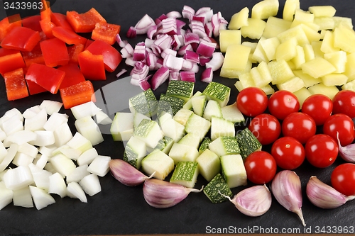 Image of Diced vegetables.