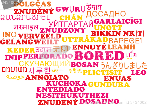 Image of Bored multilanguage wordcloud background concept