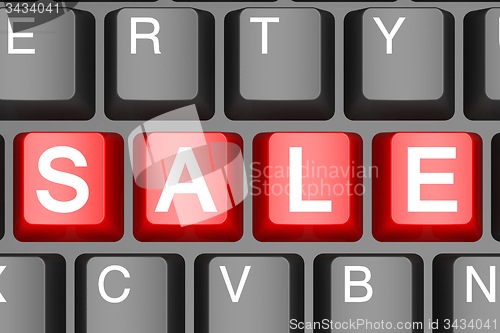 Image of Red sale button on modern computer keyboard