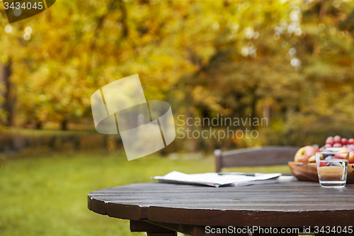 Image of Autumn Garden Table Background