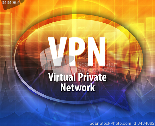 Image of VPN acronym definition speech bubble illustration