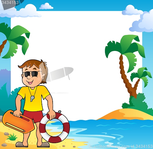 Image of Beach theme frame with life guard