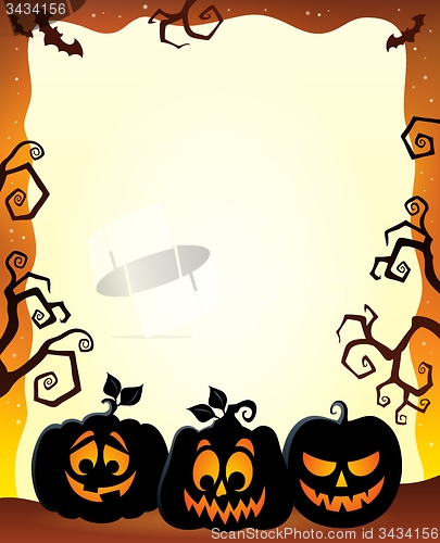 Image of Frame with Halloween pumpkin silhouettes