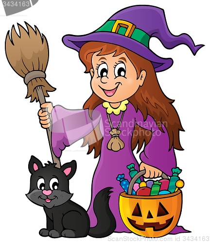 Image of Cute witch and cat theme image 1