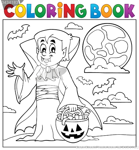 Image of Coloring book with Halloween vampire
