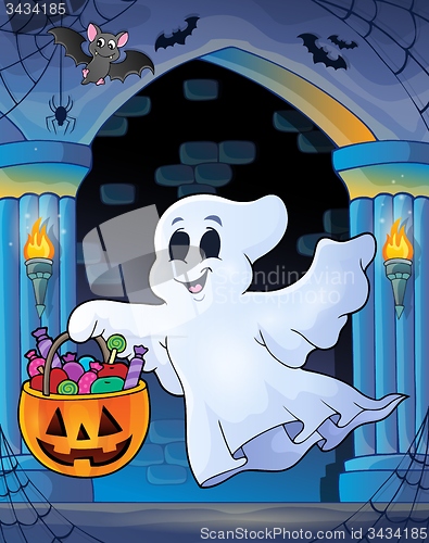 Image of Wall alcove with Halloween ghost