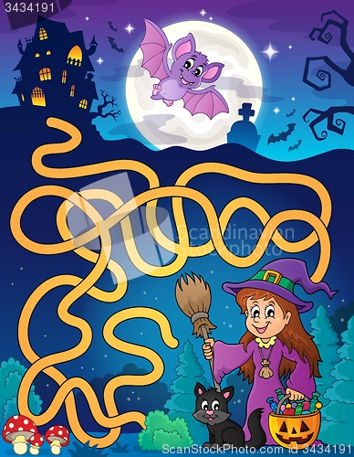 Image of Maze 7 with cute witch and cat