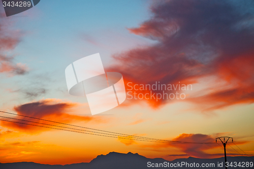 Image of mountain in morocco africa   current  red sunrise