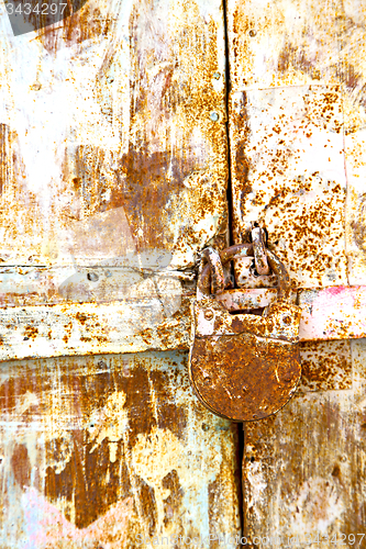 Image of rusty  brown    morocco in africa red home and safe padlock 