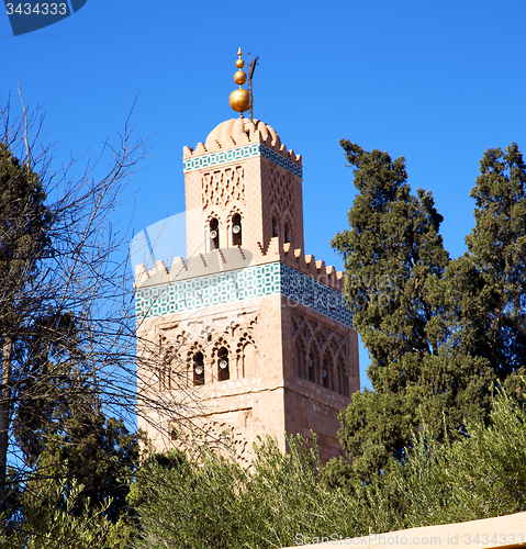 Image of  muslim the history  symbol  in morocco  africa  minaret religio