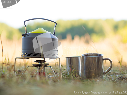 Image of Making coffee or tee on a gas burner
